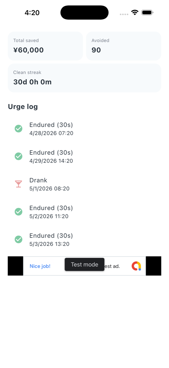 Sober Island - Stats & log