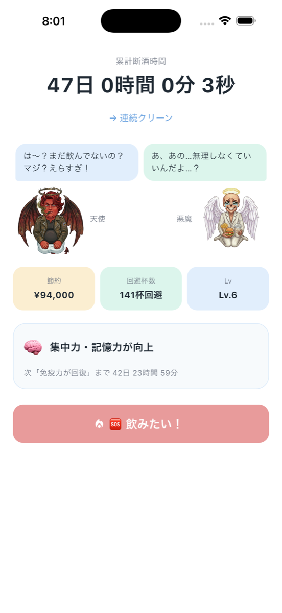 天使と悪魔の断酒 - キャラ崩壊