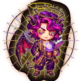 A child of the boundary, with a thorn halo and demon wing. s5