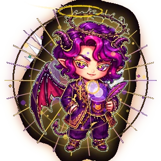 A child of the boundary, with a thorn halo and demon wing. s6