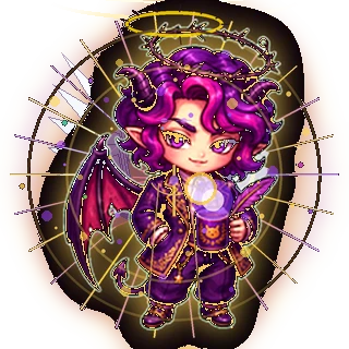 A child of the boundary, with a thorn halo and demon wing. s7