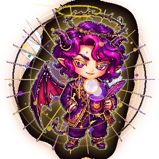 A child of the boundary, with a thorn halo and demon wing. s8
