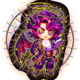 A child of the boundary, with a thorn halo and demon wing. s9
