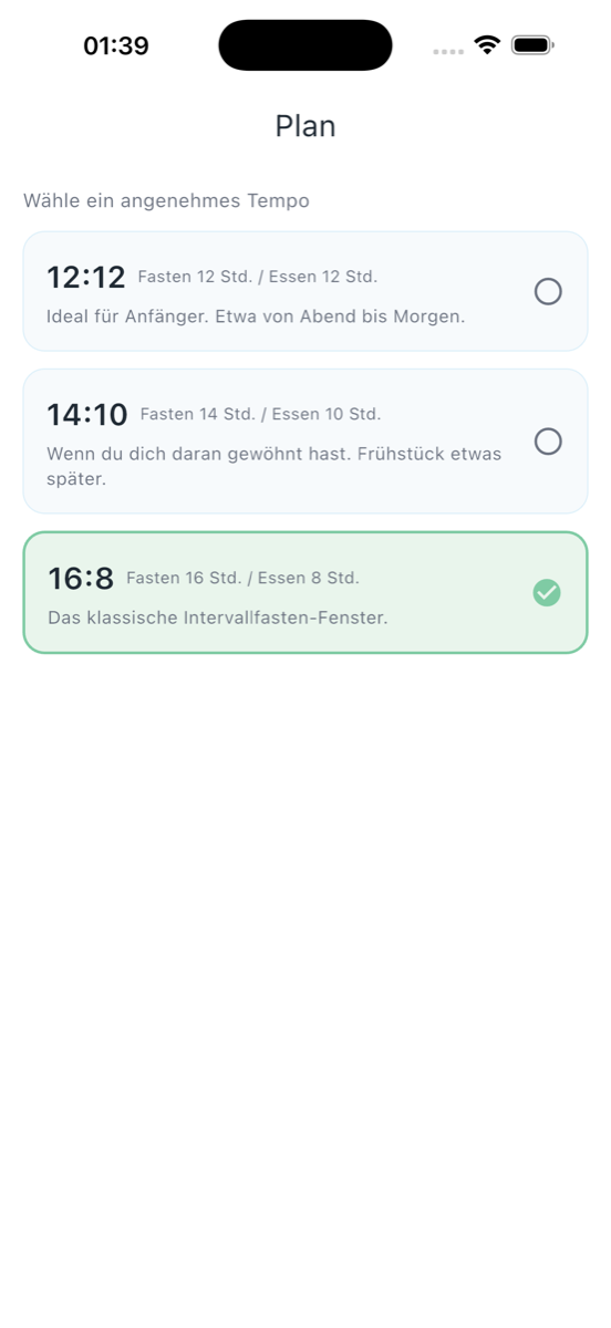 Fasting Island - Planauswahl