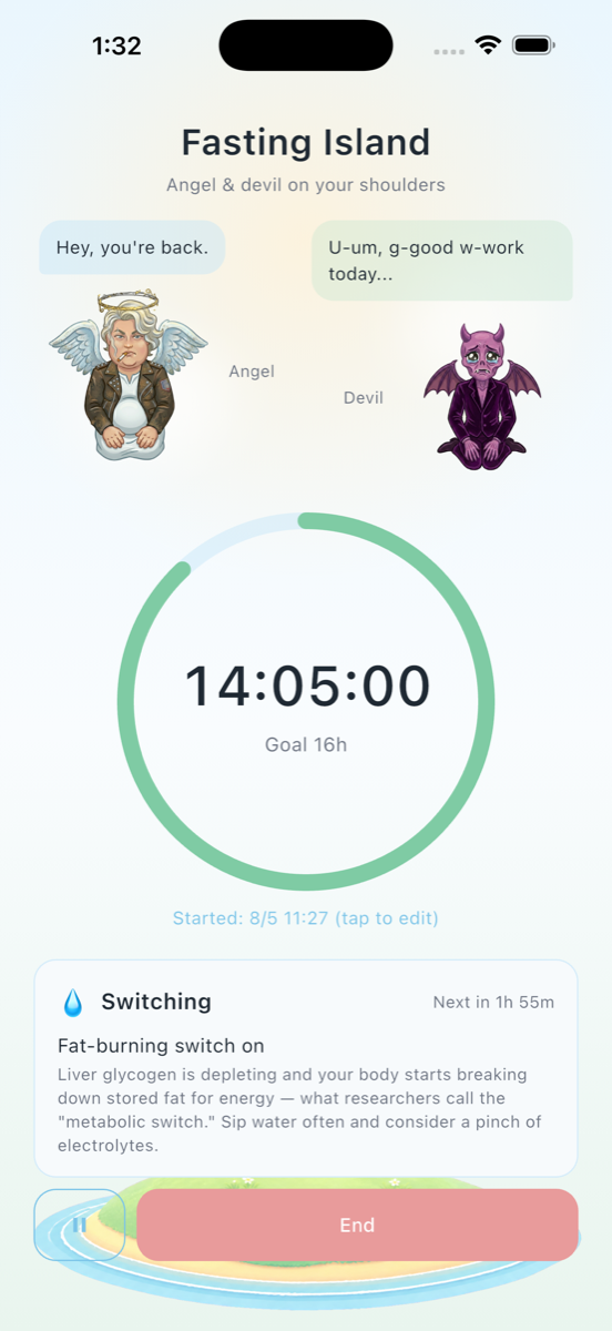 Fasting Island - Body changes