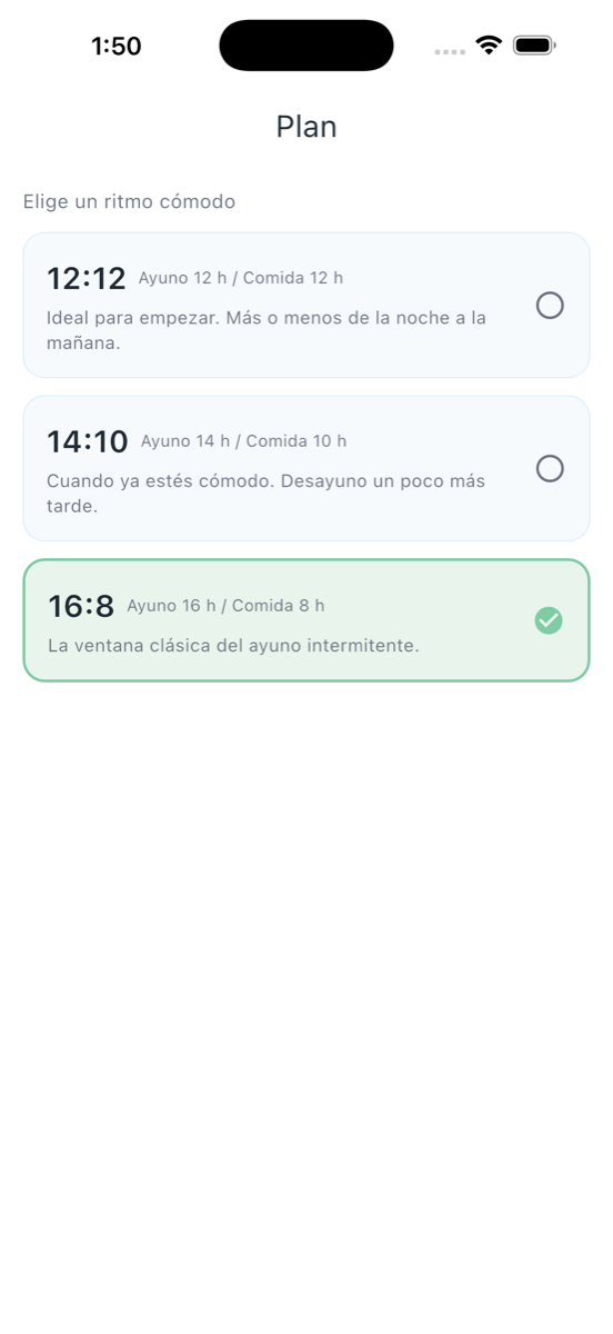 Fasting Island - Selección de plan