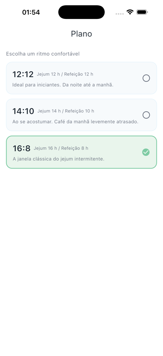 Fasting Island - Seleção de plano