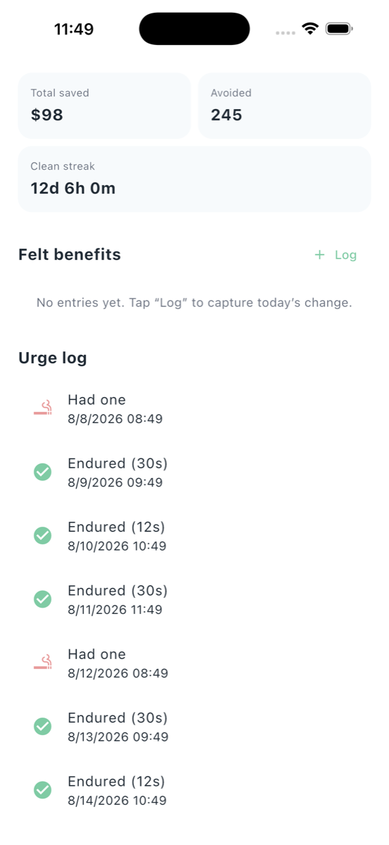 Quit Smoking: Angel & Devil - Stats & log