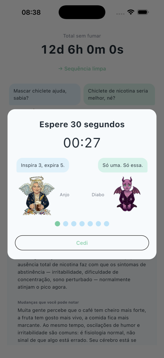 Parar de fumar: Anjo e Diabo - Urge modal
