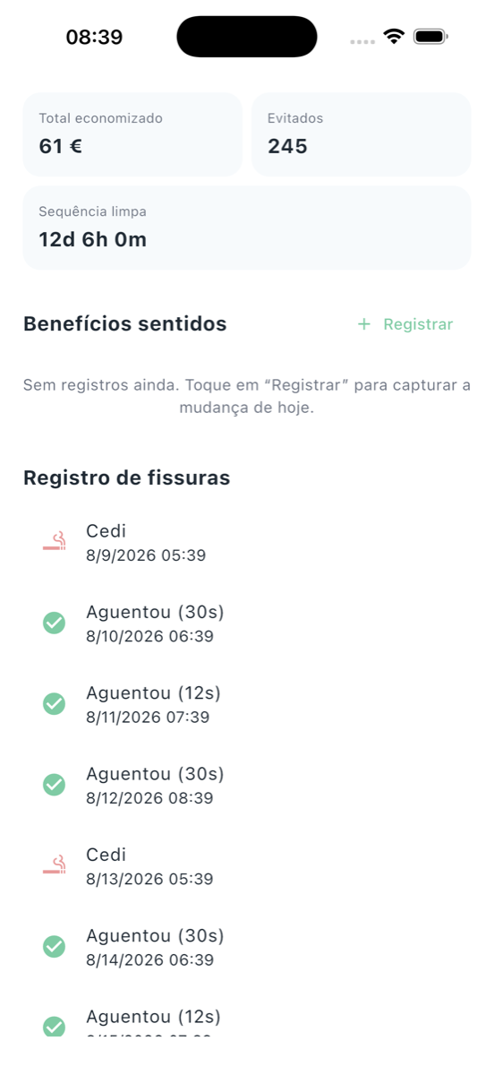 Parar de fumar: Anjo e Diabo - Stats & log