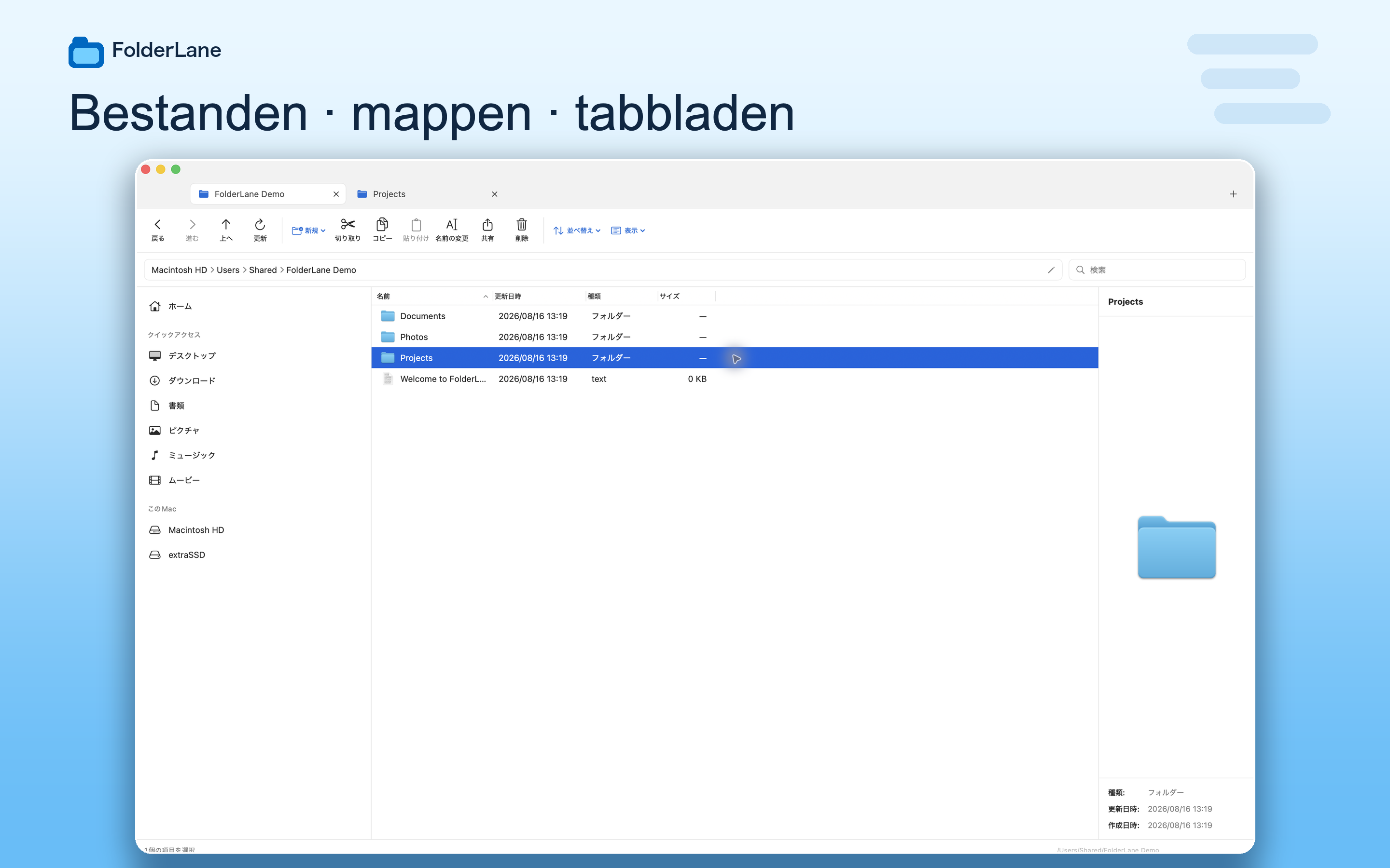 FolderLane detailweergave